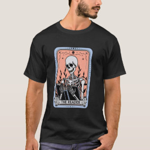 Camiseta El lector de Skeleton Book Lover Tarot Card