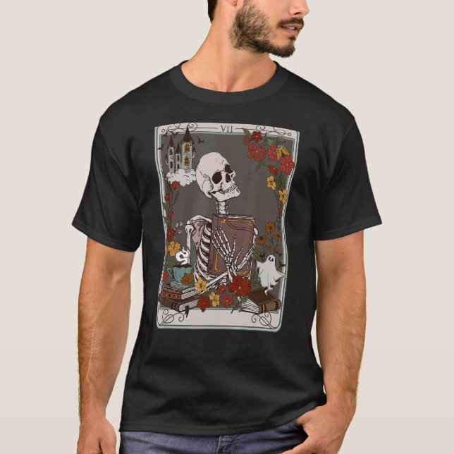 Camiseta El lector Tarot Card Skeleton con Book Funny Rea (Anverso)