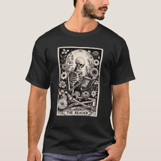 Camiseta El lector Tarot Card Skeleton leyendo libro divert