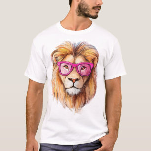 Camiseta El león con gafas rosas