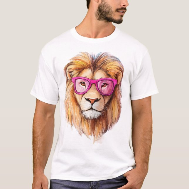 Camiseta El león con gafas rosas (Anverso)