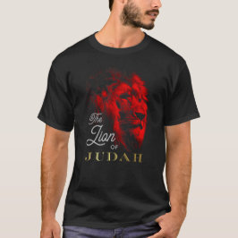 Camiseta El León de Judá Rojo Negro Oro Cristiano