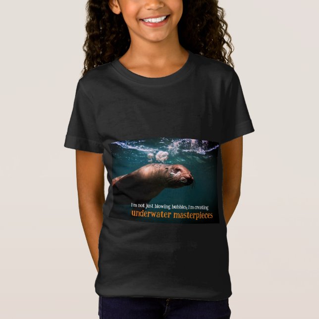 Camiseta El león del mar soplando burbujas bajo el agua (Anverso)