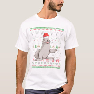Camiseta El león marino Santa Claus Navidades feos patrón X