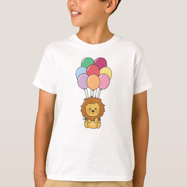 Camiseta El León Vola Con Globos Coloridos (Anverso)