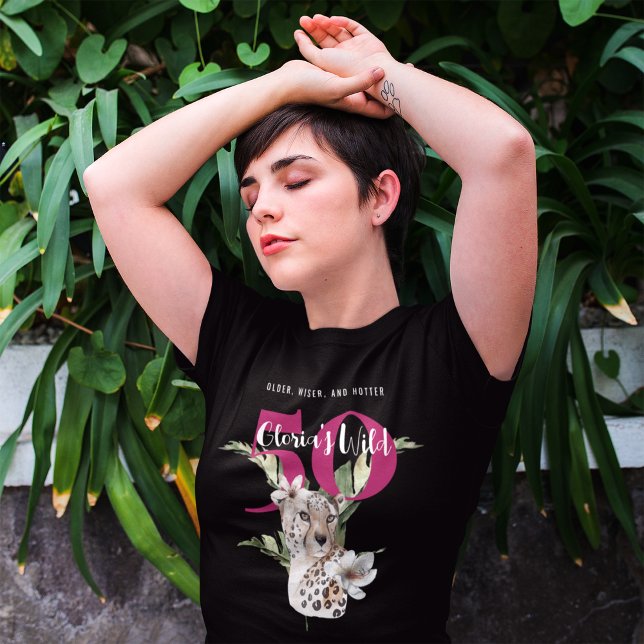 Camiseta El leopardo de la jungla salvaje rosado 50 cumplea (Subido por el creador)