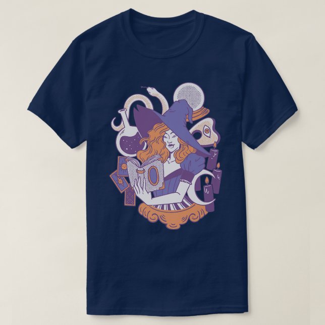 Camiseta El libro de lectura de brujas Fantasy WitMagic  (Diseño del anverso)