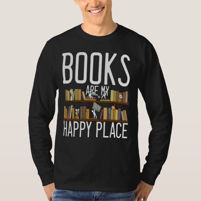 Camiseta El libro de libros divertidos es mi lugar feliz, b (Anverso)
