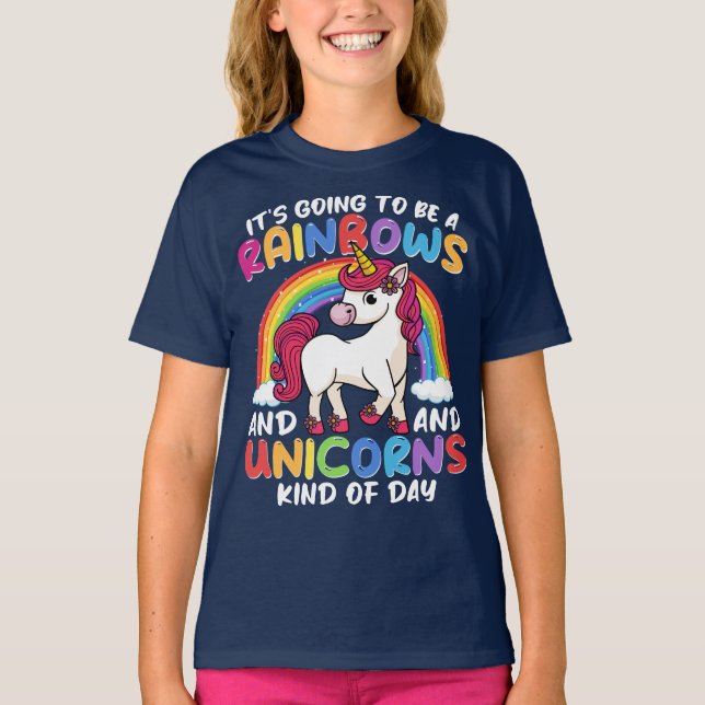 Camiseta El lindo arcoiris Unicornio Guay Birthday Presny (Anverso)