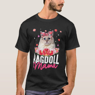 Camiseta El lindo Ragdoll Mama Flower Bandana Cat