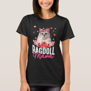 Camiseta El lindo Ragdoll Mama Flower Bandana Cat