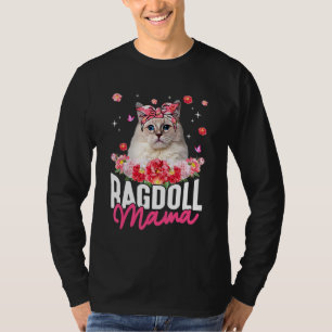 Camiseta El lindo Ragdoll Mama Flower Bandana Cat