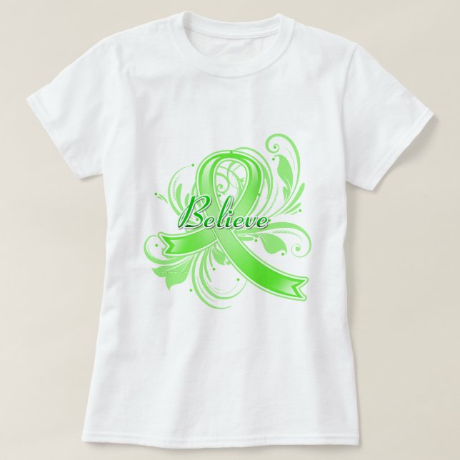 Camiseta El linfoma Non-Hodgkin cree la cinta del Flourish (Diseño del anverso)