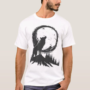 Camiseta El lobo clásico a la luz de la luna