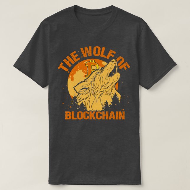 Camiseta El lobo de Blockchain Funny Bitcoin Wall Street P (Diseño del anverso)