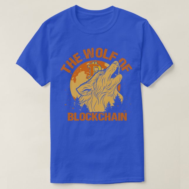 Camiseta El lobo de Blockchain Funny Bitcoin Wall Street P (Diseño del anverso)