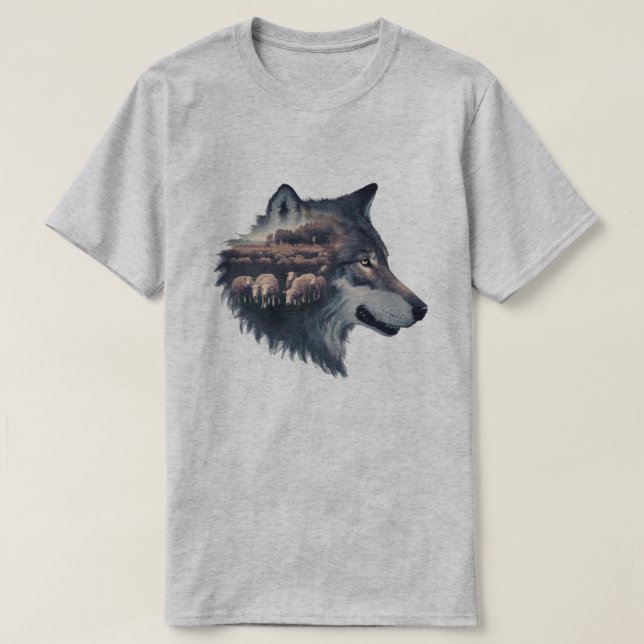 Camiseta El lobo y el rebaño de ovejas (Diseño del anverso)