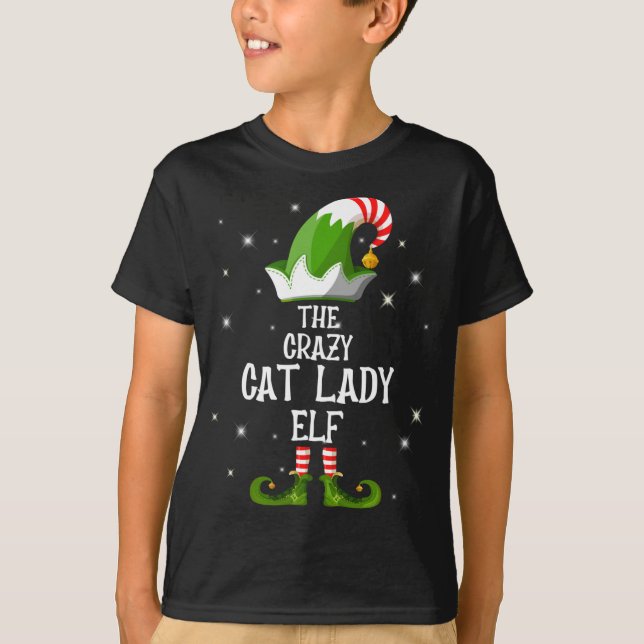 Camiseta El loco gato Lady Elf, familia de Navidades coinci (Anverso)