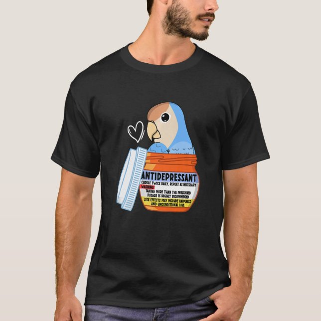 Camiseta El loro antidepresivo lindo que enfrenté amor azul (Anverso)