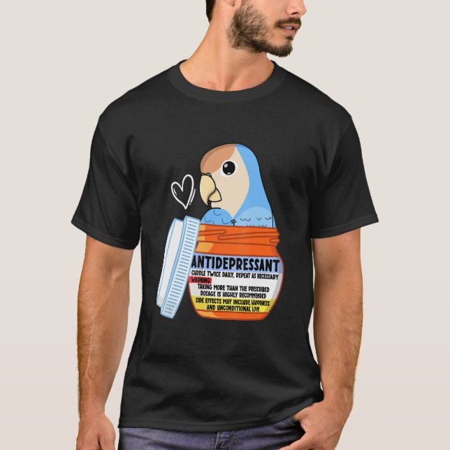 Camiseta El loro antidepresivo lindo que enfrenté amor azul (Anverso)