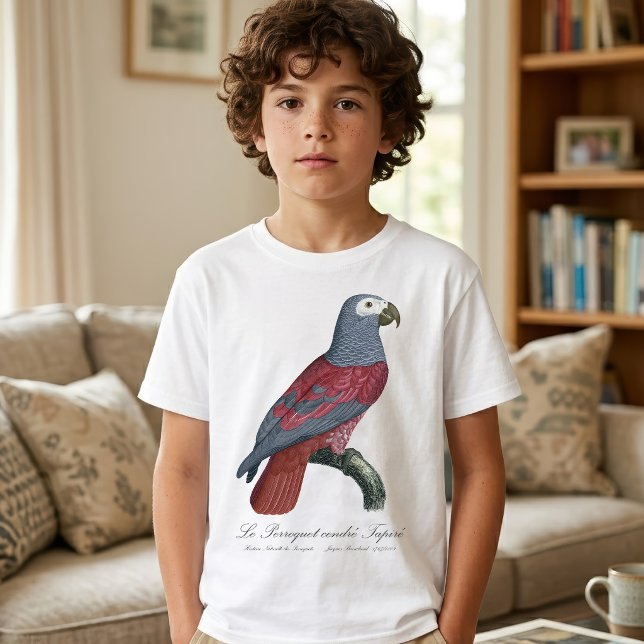 Camiseta El loro ceniciento tapir (African Grey Parrot Red Factor Psittacus Erithacus. Boy Basic White T-Shirt)