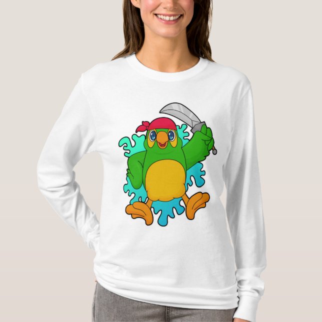 Camiseta El loro como pirata con espada (Anverso)