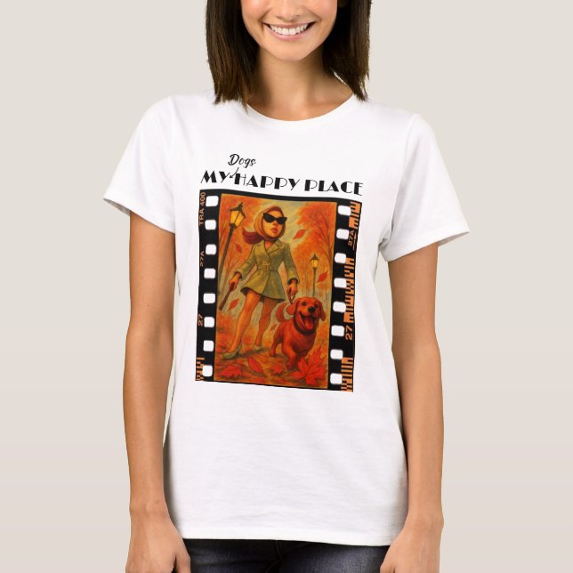 Camiseta El lugar feliz de mis perros (otoño) (Anverso)