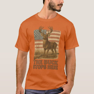 Camiseta El macho se detiene aquí – Caza de ciervos patriót