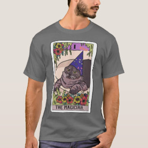 Camiseta El mago del amante del gato de la tarjeta magnétic