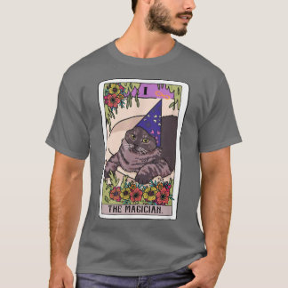 Camiseta El mago del amante del gato de la tarjeta magnétic