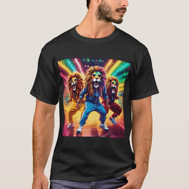 Camiseta El majestuoso árbol de león animado masculino" (Anverso)