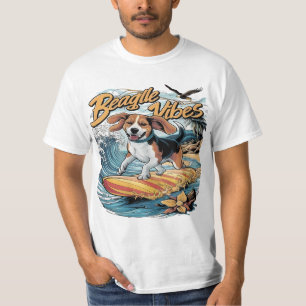 Camiseta El majestuoso Beagle conquista el surf ondulado