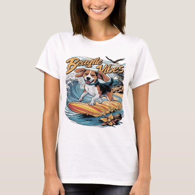 Camiseta El majestuoso Beagle conquista el surf ondulado (Anverso)