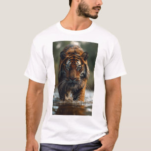 Camiseta El majestuoso tigre caminando a través del agua en