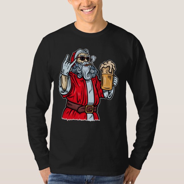 Camiseta El mal Papá Noel, el rock, la cerveza y el cigarro (Anverso)