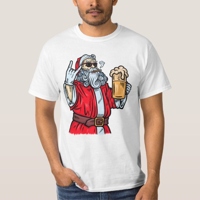 Camiseta El mal Papá Noel, el rock, la cerveza y el cigarro (Anverso)