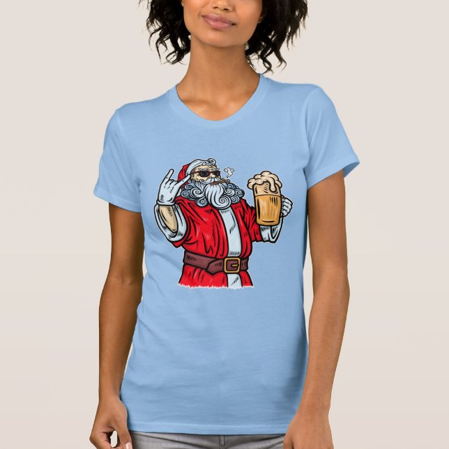 Camiseta El mal Papá Noel, el rock, la cerveza y el cigarro (Anverso)