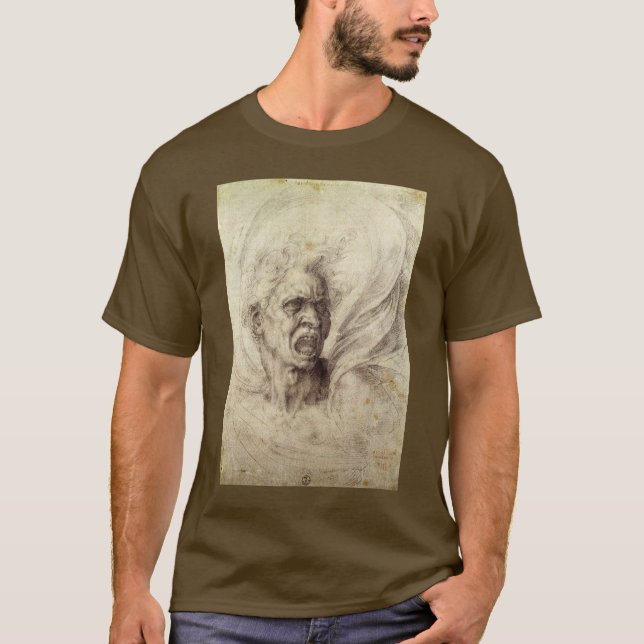 Camiseta El maldito alma de Miguel Ángel, cabeza de un homb (Anverso)