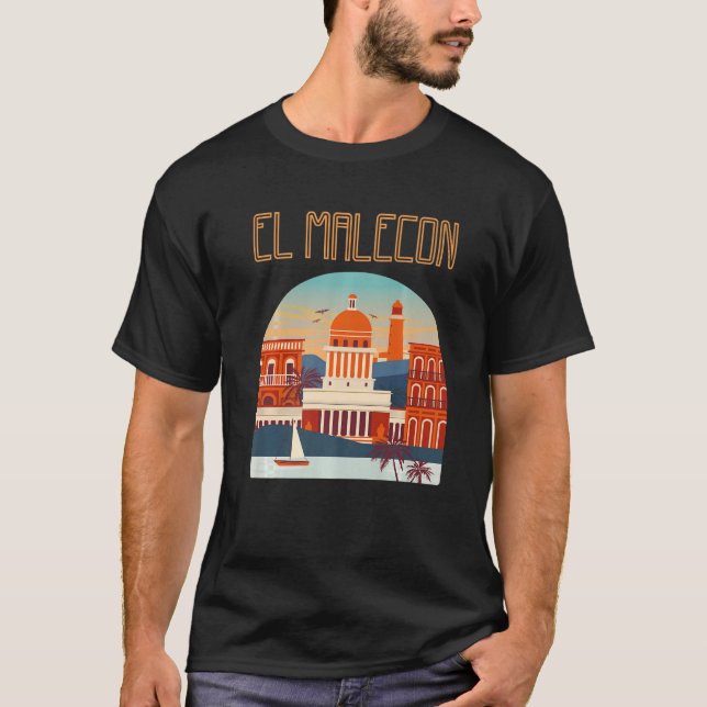 Camiseta El Malecon Cuba recuerdo La Ciudad de La Habana Ca (Anverso)