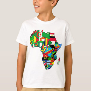 Camiseta El mapa africano de las banderas de África dentro