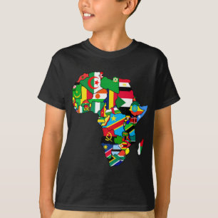 Camiseta El mapa africano de las banderas de África dentro