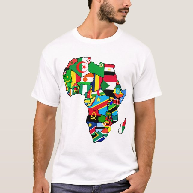 Camiseta El mapa africano de las banderas de África dentro (Anverso)