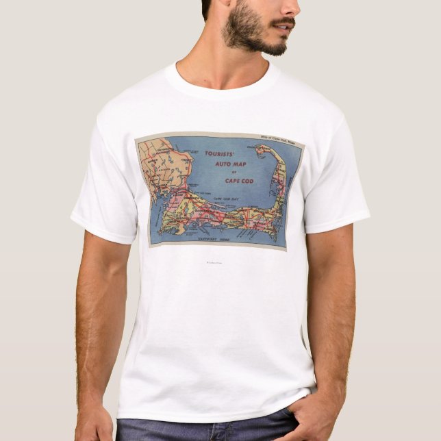 Camiseta El mapa auto de los turistas de Cape Cod (Anverso)