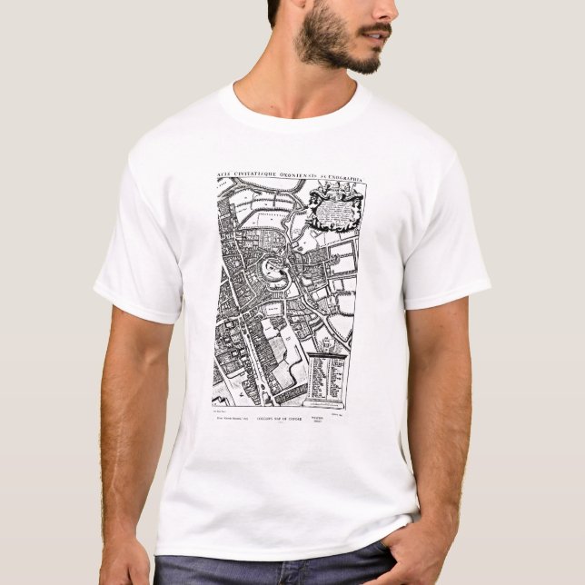 Camiseta El mapa de Loggan de Oxford, hoja occidental (Anverso)