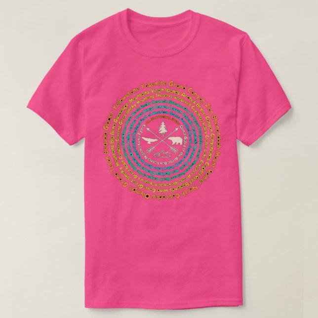 Camiseta El mapa de los 59 parques nacionales de EE.UU. Pre (Diseño del anverso)