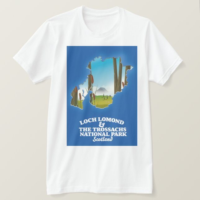 Camiseta el mapa del parque nacional de loch lomond y los t (Anverso del diseño)