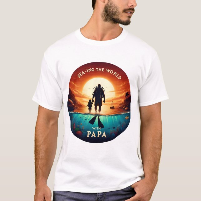 Camiseta El mar en el mundo con la PAPA | Scuba Diving Dad (Anverso)
