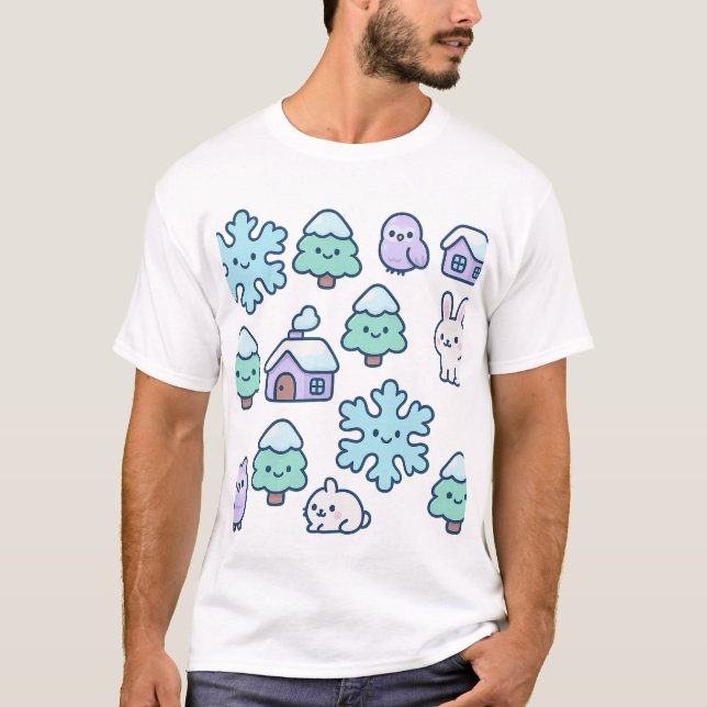 Camiseta El maravilloso bosque de nieve y el diseño de cria (Anverso)