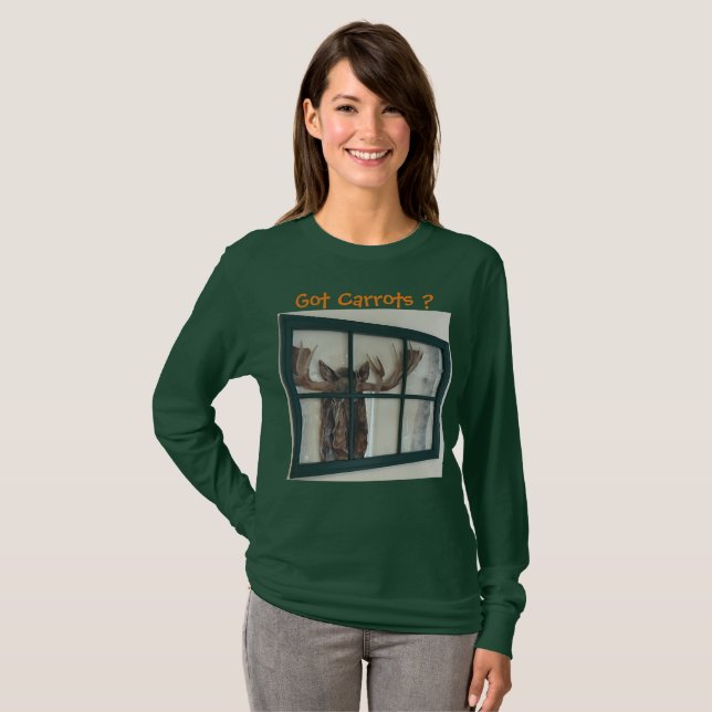 Camiseta ¿El marco de la imagen de alce suave en la ventana (Anverso completo)
