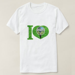 Camiseta El marco fotográfico verde de golf del corazón cre